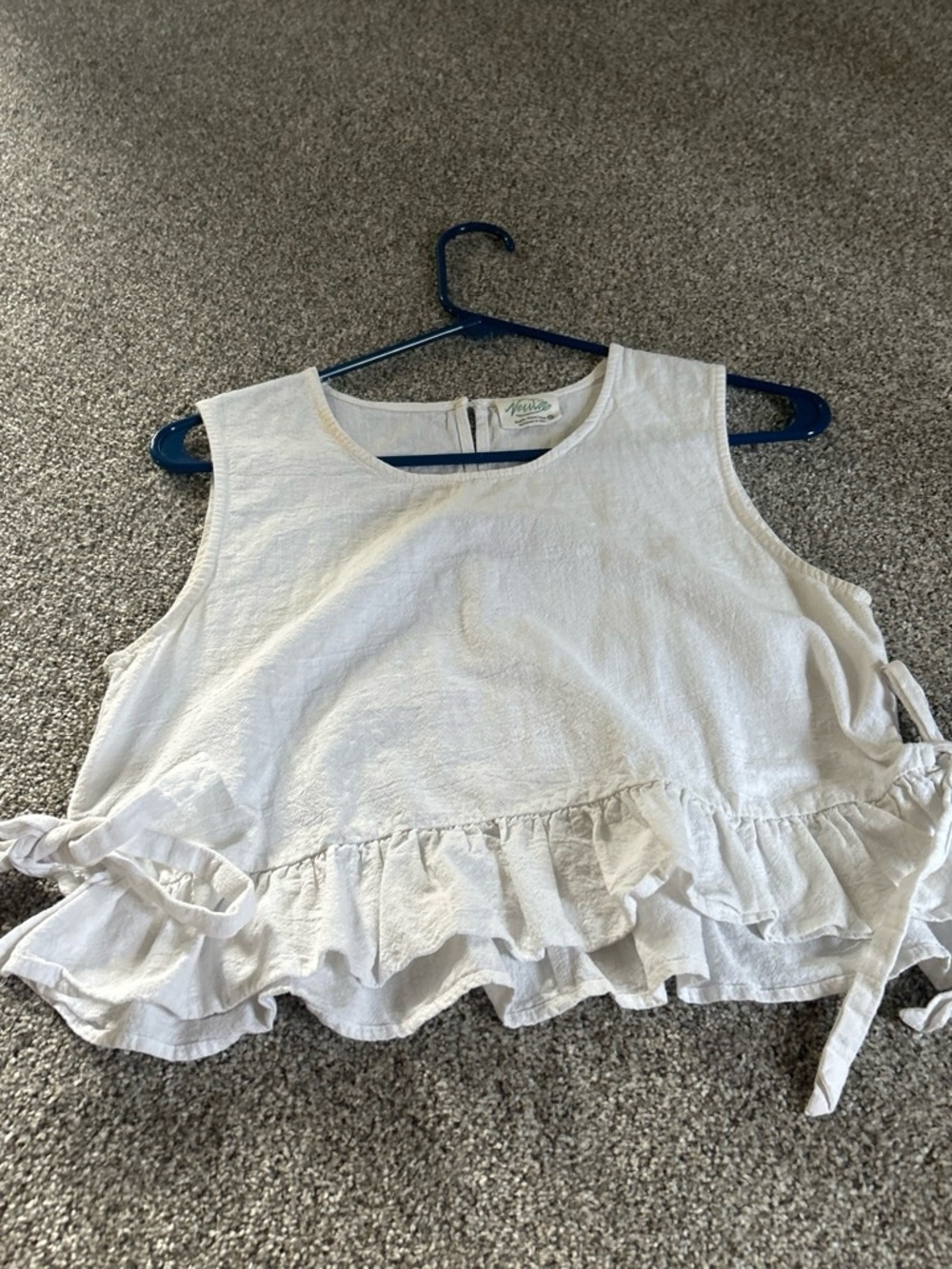 White Ruffle Tie-Side Crop Top - Velvet
